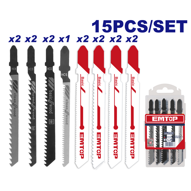Set de lame pentru fierastrau pendular, 15 buc - EJSBT1501, EMTOP