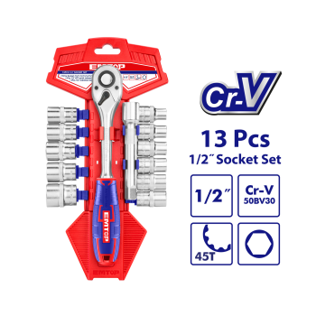 Set tubulare cu clichet 1 2,  ³ 13 buc - ESKT12131, EMTOP