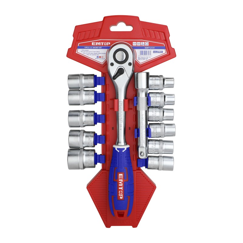 Set tubulare cu clichet 1 2,  ³ 13 buc - ESKT12131, EMTOP