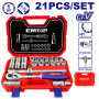 Set tubulare cu clichet  1 2  , 21 componente, cutie de transport - ESKT12211, EMTOP