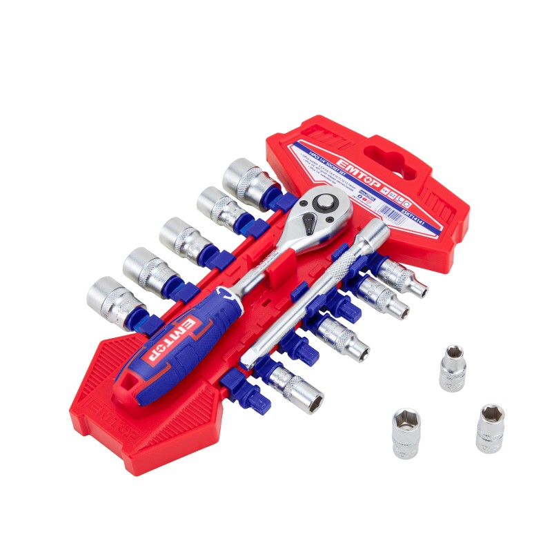 Set tubulare cu clichet 1 4   14 buc - ESKT14141, EMTOP