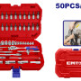 Set tubulare cu clichet 1 4,  ³, 50 componente, cutie de transport - ESKT14501, EMTOP