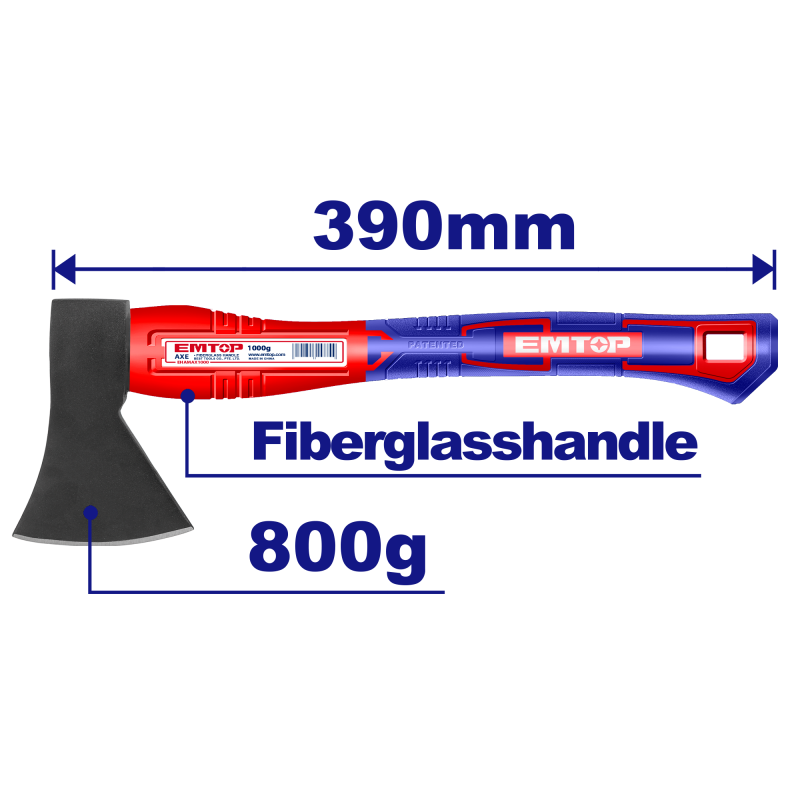 Toporisca 800g, maner din fibra de sticla - EHAMAX0800, EMTOP