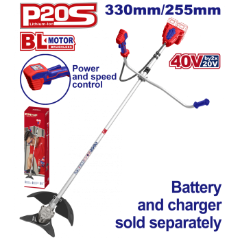 Motocoasa Trimmer fara acumulator si incarcator, motor fara perii (brushless), 330 255mm - ELMR20018, EMTOP