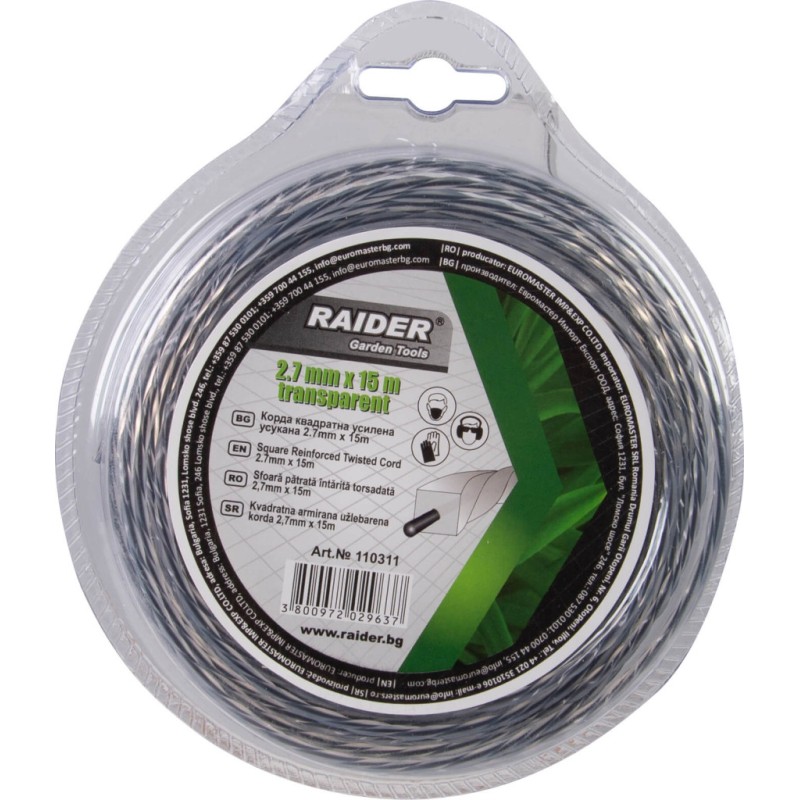 Fir patrat rasucit pentru motocoase 2.7mm х 15m transparent