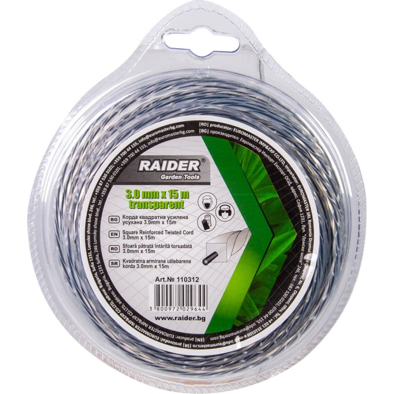 Fir patrat rasucit pentru motocoase 3.0mm х 15m transparent