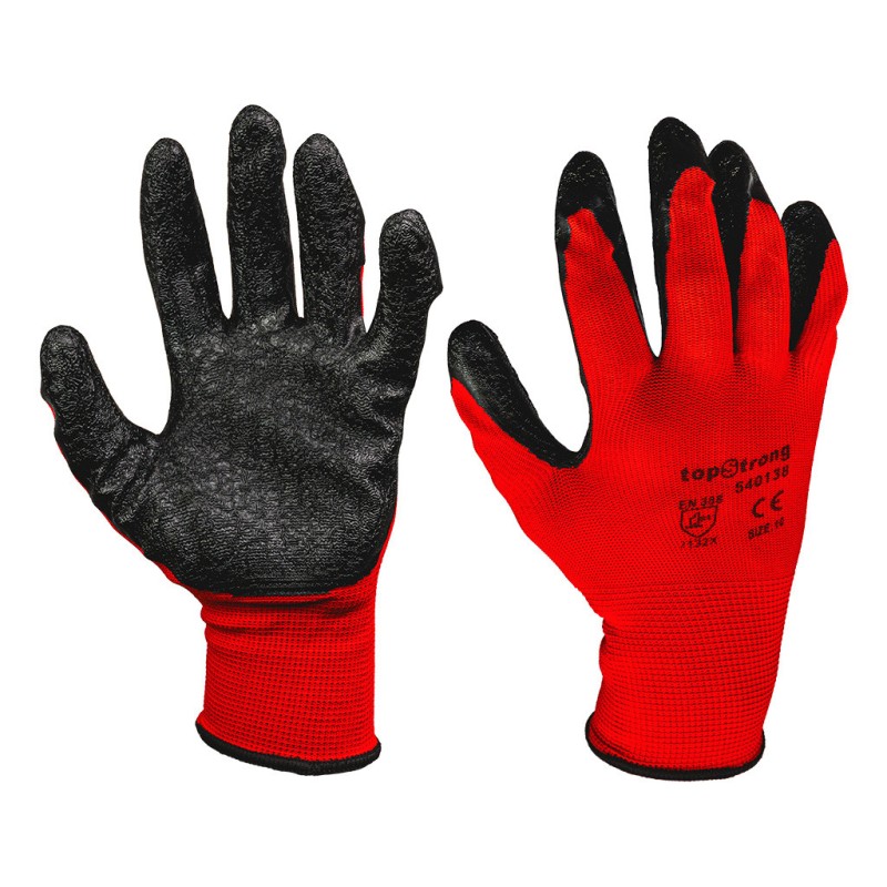 Manusi de protectie latex negu poliester rosu TS