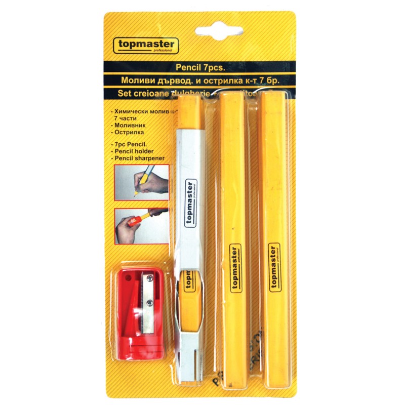 Creioane tamplar + ascutitoare set 7pcs TMP