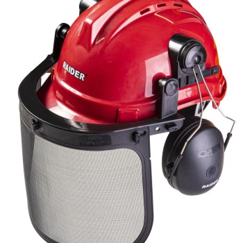 Casca de protectie, viziera cu plasa si protectie urechi RD