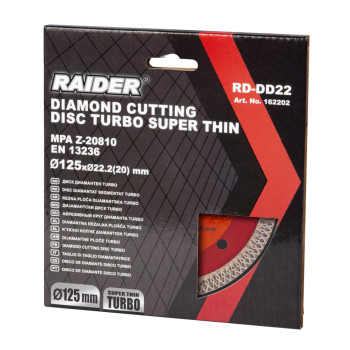 Disc diamantat TURBO super-subtire 125x22.2 mm RD-DD22