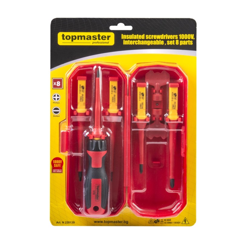 Set 8 surubelnite izolate VDE 1000V cu maner unic TMP