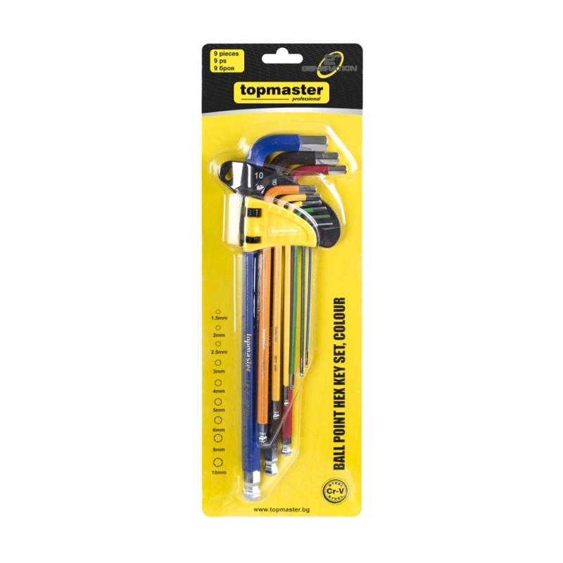 Set 9 chei imbus 1.5-10mm cu bila extra lungi COLOR TMP