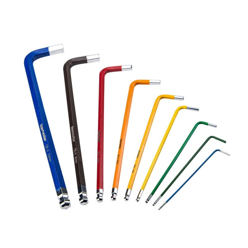 Set 9 chei imbus 1.5-10mm cu bila extra lungi COLOR TMP