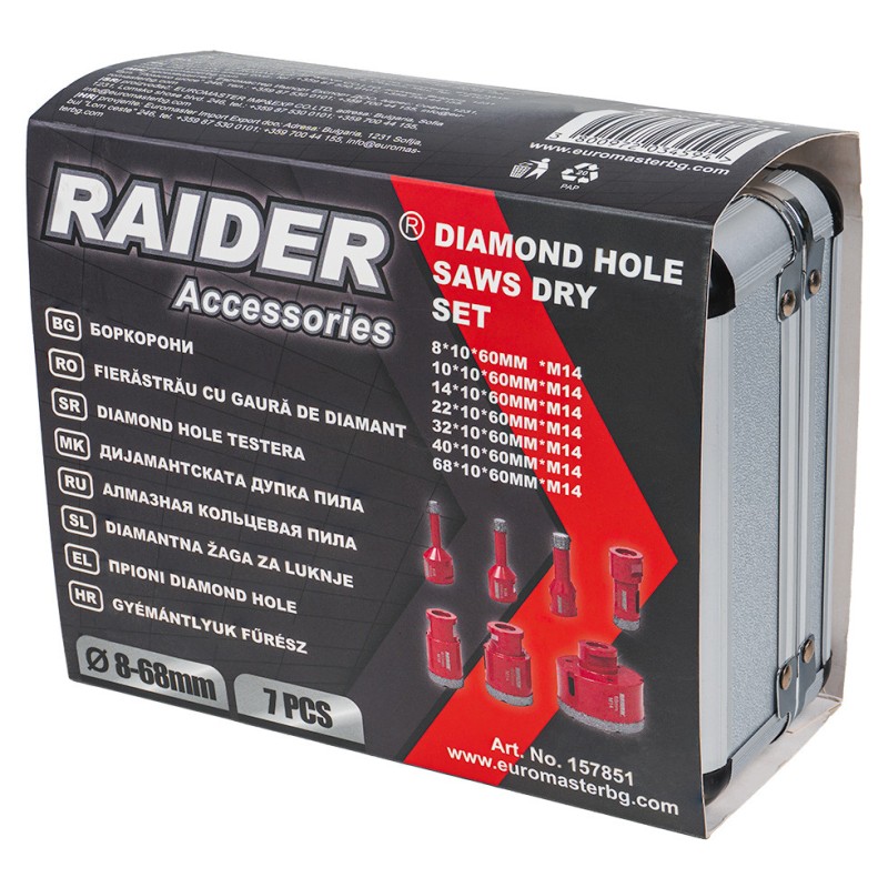 Set de carote diamantate dry M14 Ø8-68mm AL Case