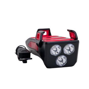 FAR LED PENTRU BICICLETA CU SUPORT PENTRU TELEFON SI CLAXON (REINCARCABIL USB)