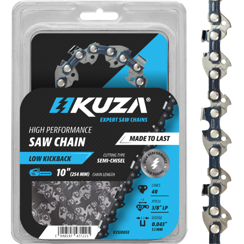 KUZA - Lant pentru drujba, Lungime 10", pas 3/8" LP, grosime 043"-1.1 mm, 40 Zale, 1 lant/pachet