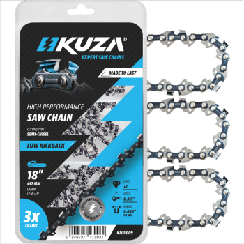 KUZA - Lant pentru drujba, Lungime 18", pas 0.325", grosime 050"-1.3 mm, 72 Zale, 3 lanturi/pachet