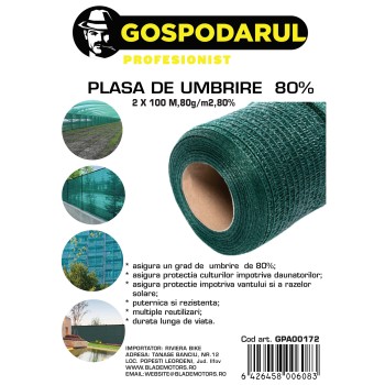 Plasa de umbrire ,2x100 M,80g/m2,80%