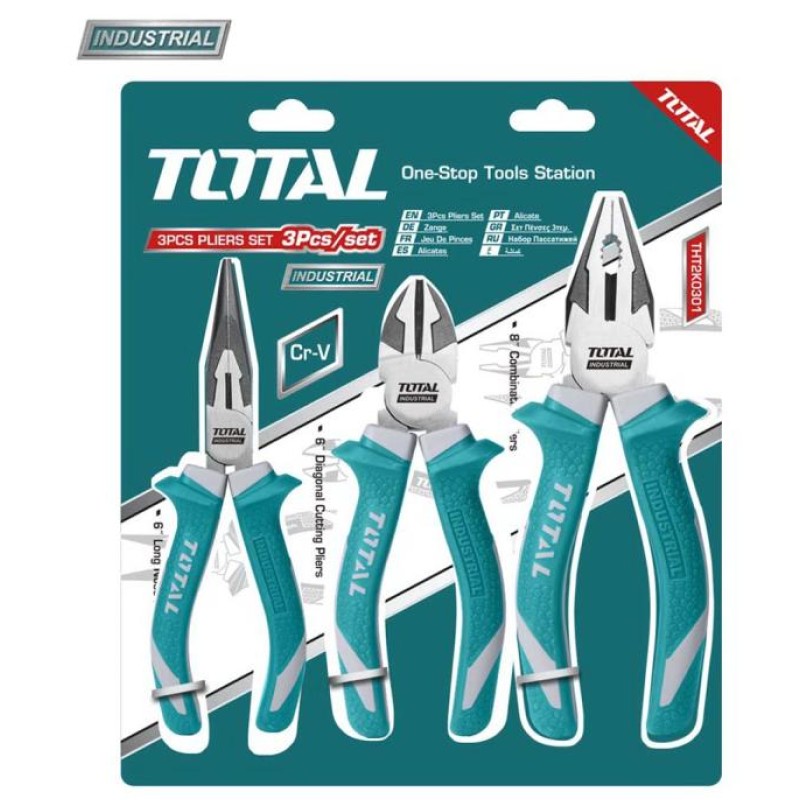 TOTAL - SET CLESTI 3 BUC (8 " PATENT UNIVERSAL, 6 " CLESTE CU VARF ASCUTIT, 6 " CLESTE TAIETOR) - CR