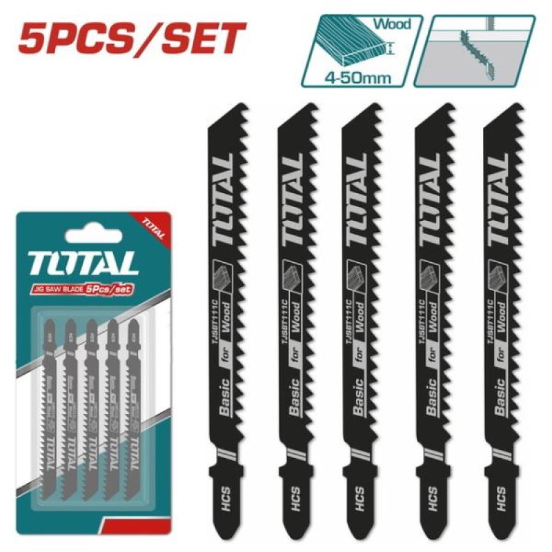 TOTAL - SET LAME FIERASTRAU PENDULAR PENTRU LEMN 74MM 8TPI - 5 BUC