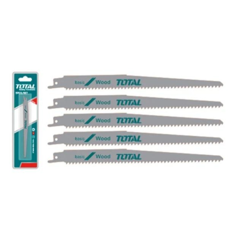 TOTAL - SET LAME FIERASTRAU SABIE PENTRU LEMN 225MM 6TPI - 5 BUC