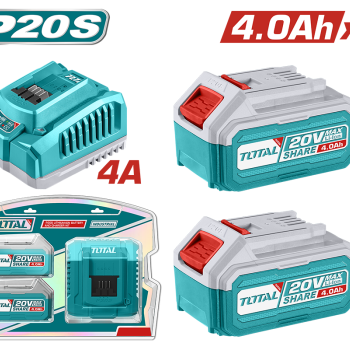 TOTAL - KIT 2 BATERII SI INCARCATOR 20V 4.0Ah