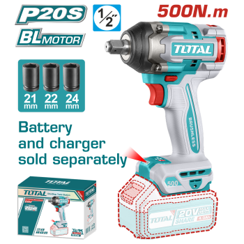 TOTAL - MASINA DE INSURUBAT CU IMPACT 20V- MOTOR FARA PERII (NU INCLUDE ACUMULATOR) - 1/2''