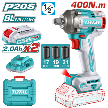 TOTAL - MASINA DE INSURUBAT CU IMPACT CU ACUMULATOR 20V-2.0AH LI-ION (INCLUDE 2 ACUMULATORI,1 INCARC