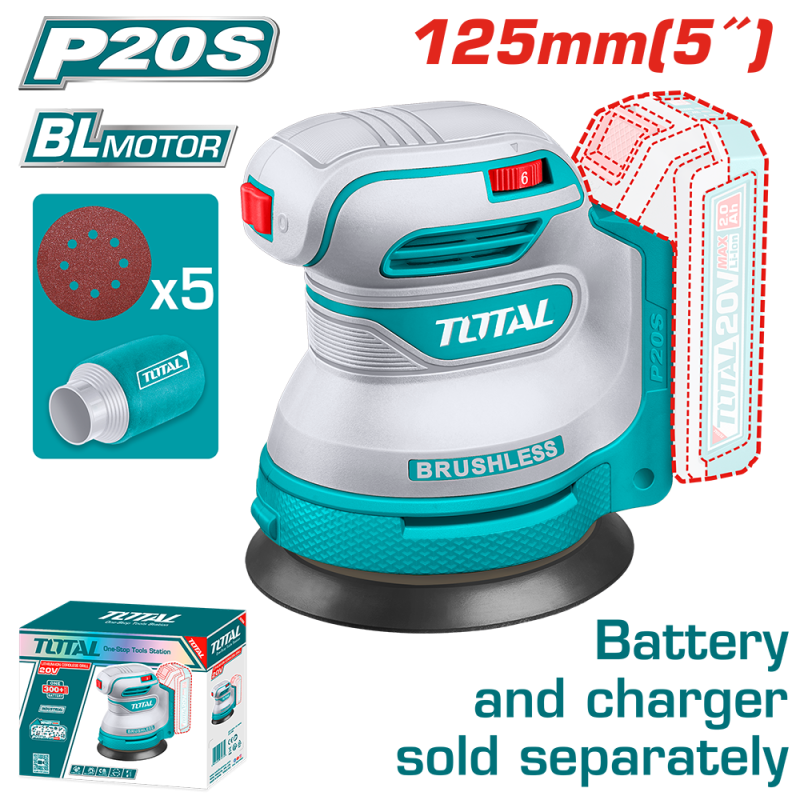 TOTAL - MASINA DE SLEFUIT ROTATIVA - 125MM - LI-ION - 20V