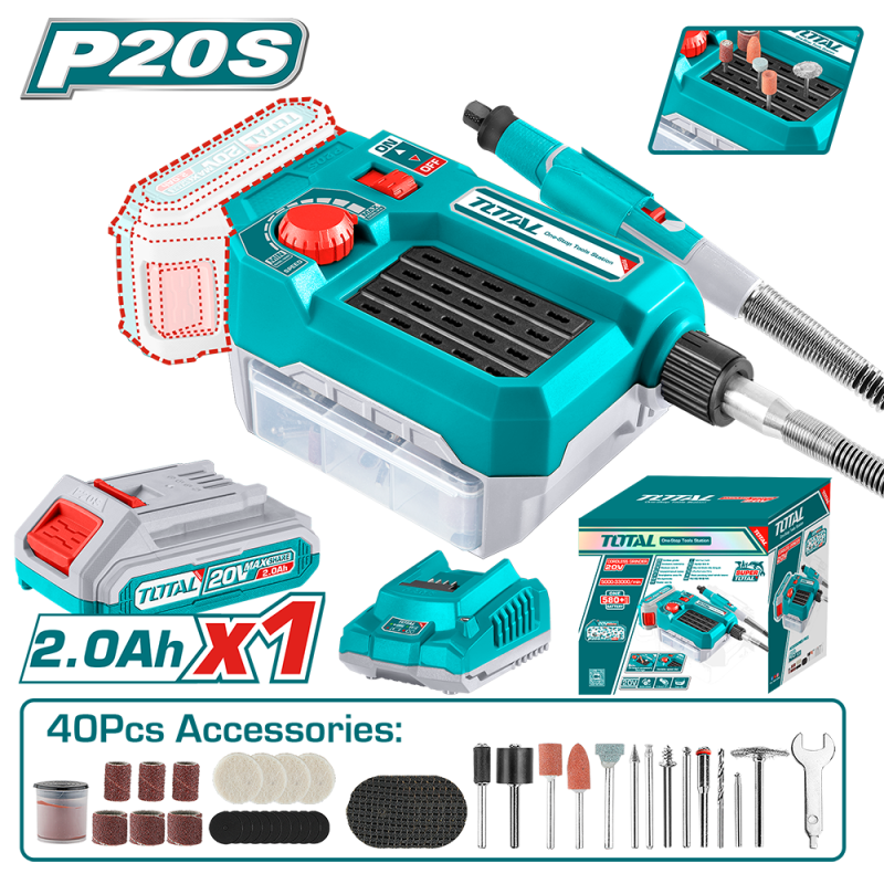 TOTAL - MINI POLIZOR - 20V - 2.0Ah (INCLUDE ACUMULATOR SI INCARCATOR)