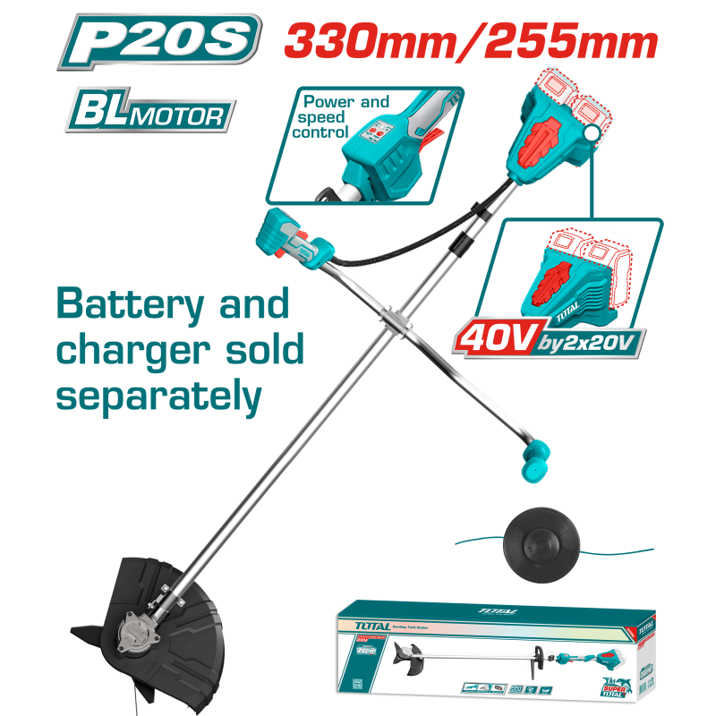 TOTAL - MOTOCOASA SI TRIMMER - LI-ION 40V (NU INCLUDE ACUMULATOR SI INCARCATOR)