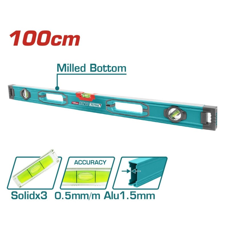 TOTAL - NIVELA CU BULA - 100CM - PRECIZIE 0.5MM (INDUSTRIAL)