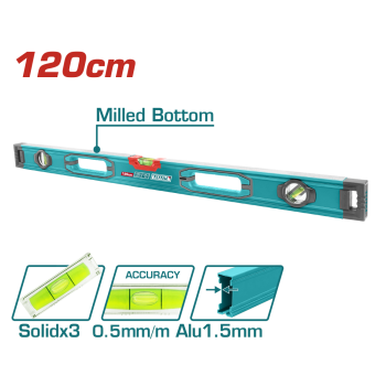 TOTAL - Nivela cu bula - 120cm - precizie 0,5mm (INDUSTRIAL)