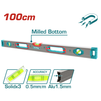 TOTAL - NIVELA MAGNETICA CU BULA - 100CM (INDUSTRIAL)