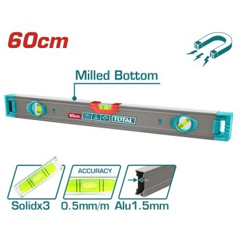 TOTAL - NIVELA MAGNETICA CU BULA - 60CM - PRECIZIE 0.5MM (INDUSTRIAL)