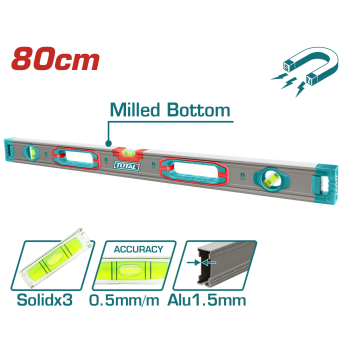 TOTAL - NIVELA MAGNETICA CU BULA - 80CM-PRECIZIE 0.5MM (INDUSTRIAL)