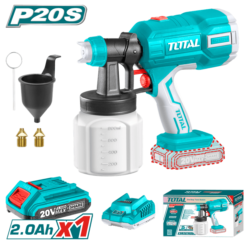 TOTAL - PISTOL DE VOPSIT - 20V LI-ION (INCLUDE ACUMULATOR SI INCARCATOR)