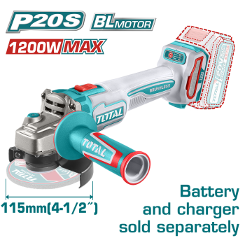 TOTAL - POLIZOR UNGHIULAR 20V - MOTOR FARA PERII (NU INCLUDE ACUMULATOR)