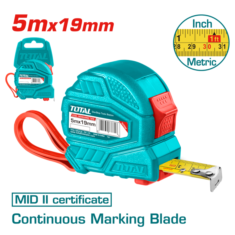 TOTAL - RULETA 5M X 19MM - 2 FUNCTII