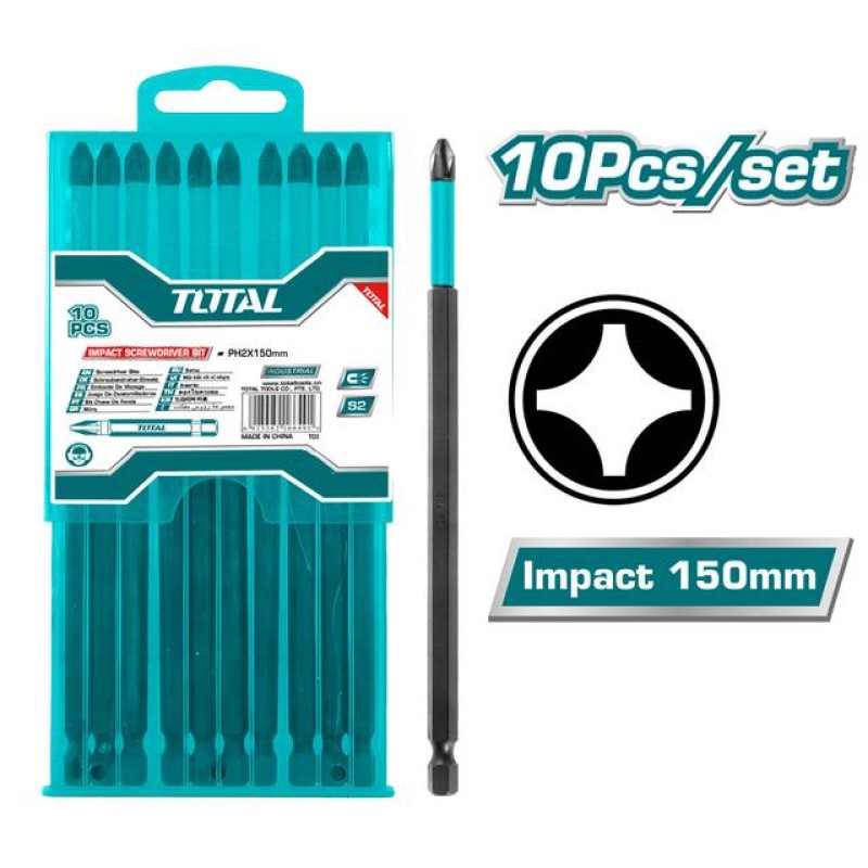 TOTAL - SET 10 BITI DE IMPACT PH2X150MM