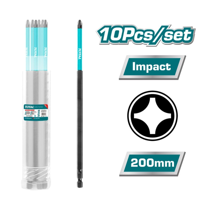 TOTAL - SET 10 BITI DE IMPACT PH2X200MM