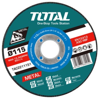 TOTAL - SET 10 DISCURI ABRAZIVE TAIERE METALE - 115X1.2MM