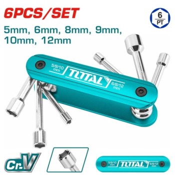 TOTAL - SET 6 BUC CHEI TUBULARE CU MANER, 5mm, 6mm, 8mm, 9mm, 10mm, 12mm