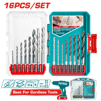 TOTAL - SET BURGHIE PENTRU METAL/BETON/LEMN 16 BUC