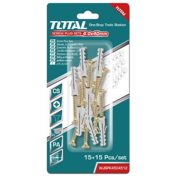 TOTAL - SET DIBLURI CU SURUBURI - ST4.0X40MM - DIBLU-6X30MM - 15 BUC