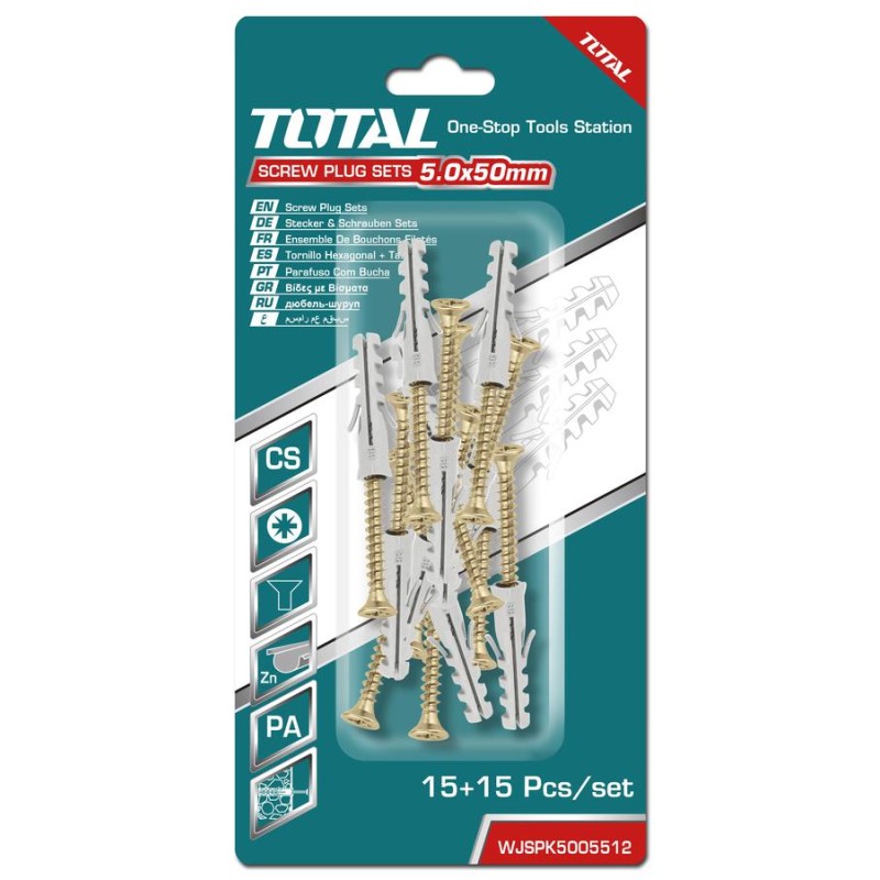 TOTAL - SET DIBLURI CU SURUBURI - ST5.0X50MM - DIBLU-8X40MM - 10 BUC