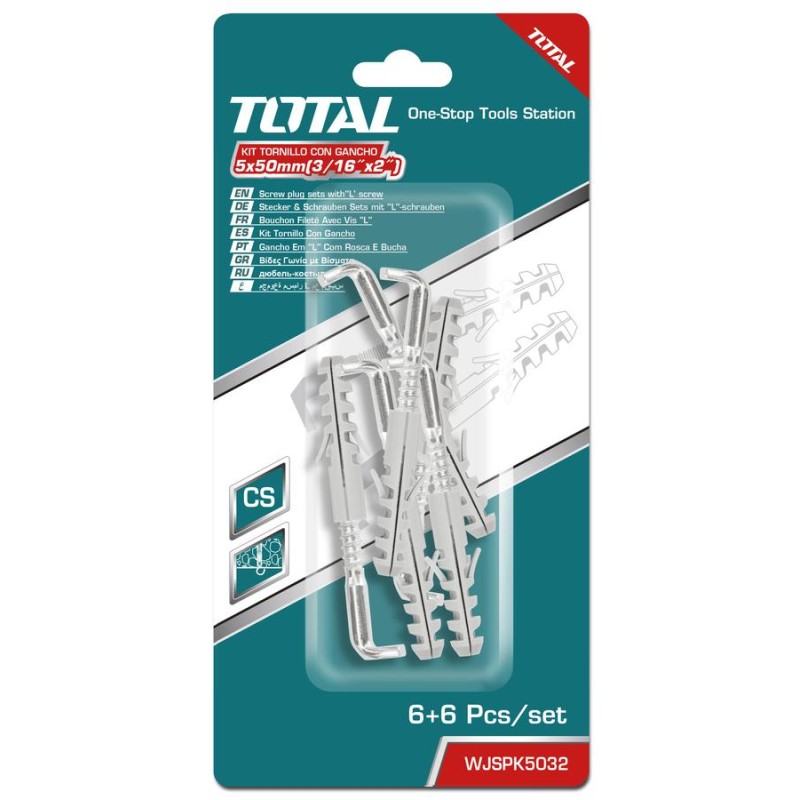 TOTAL - SET DIBLURI CU SURUBURI TIP L 5.0X50MM - DIBLU - 8X40MM - 6BUC