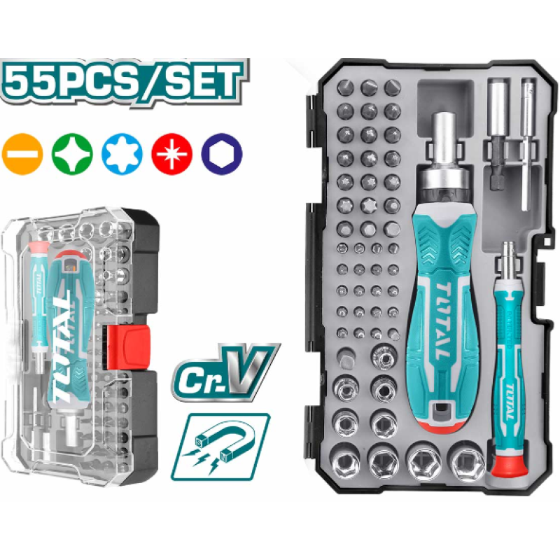 TOTAL - SET SURUBELNITA CU CLICHET - 55 PIESE (INDUSTRIAL)