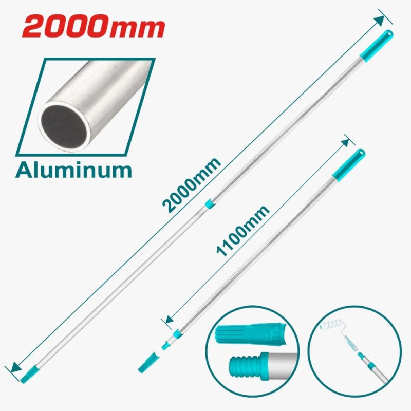 TOTAL - TIJA TELESCOPICA - ALUMINIU - 200CM