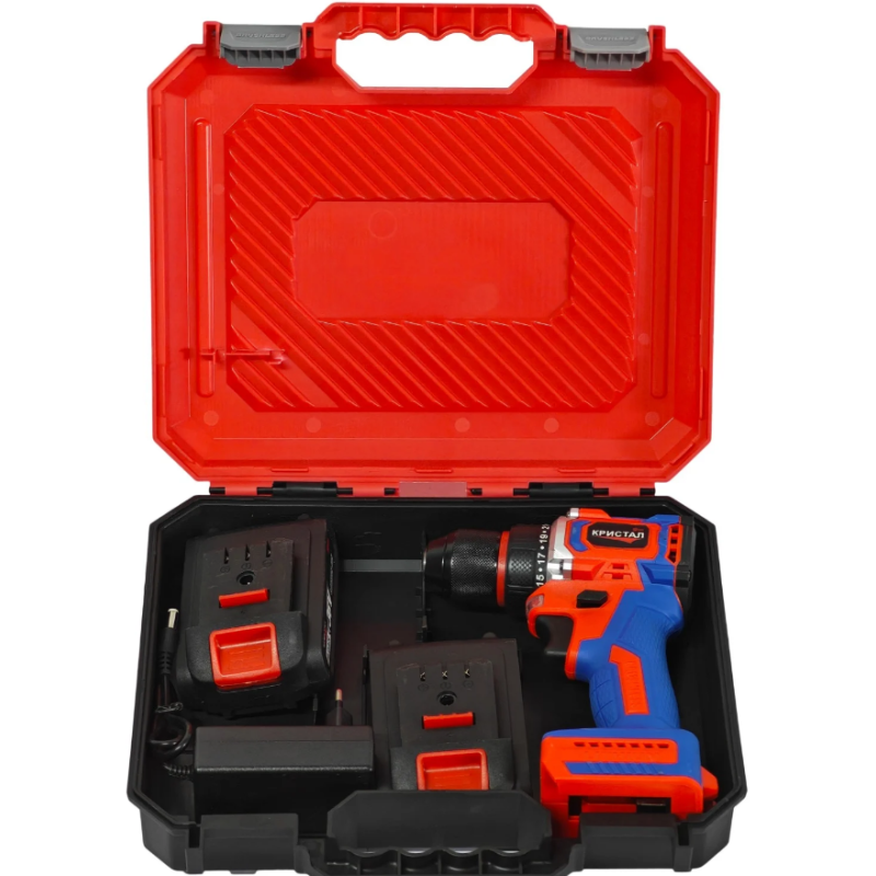 Bormașină cu acumulator DDT-KRISTAL 36V, 2 acumulatori Li-Ion 2.0Ah, motor fara perii (brushless), 2 viteze, cuplu reglabil, sistem autoblocaj, valiză de transport